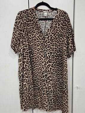H&M Leopard Print V-Neck Tunic - Tan & Black